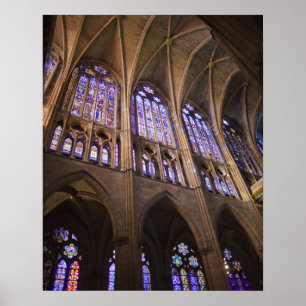 Catedral de Leon, interior stained glass windows Poster