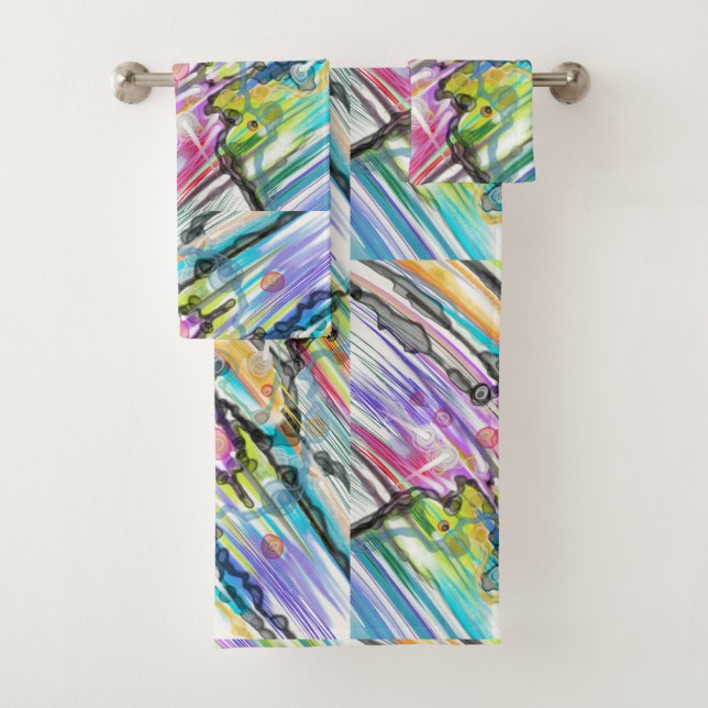 CATEGORY FIVES SWIRLING ABSTRACT ART DESIGN BATH TOWEL SET (Insitu)