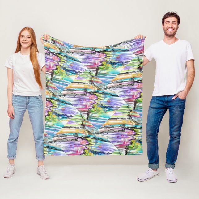 CATEGORY FIVES SWIRLING ABSTRACT ART DESIGN FLEECE BLANKET (In Situ)