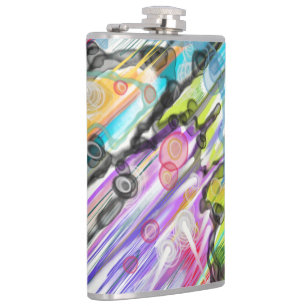 CATEGORY FIVES SWIRLING ABSTRACT ART DESIGN HIP FLASK
