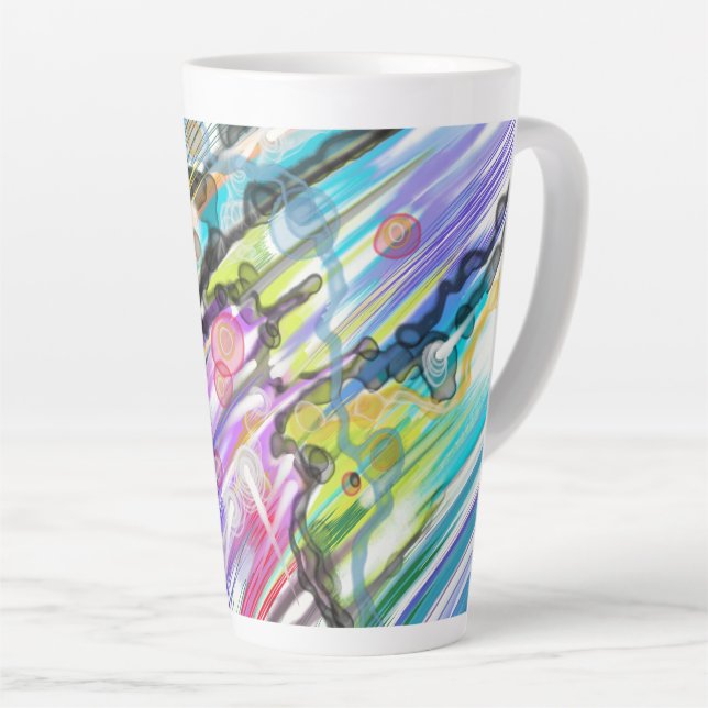 CATEGORY FIVES SWIRLING ABSTRACT ART DESIGN LATTE MUG (Right Angle)