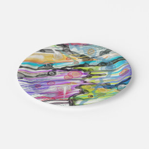 CATEGORY FIVES SWIRLING ABSTRACT ART DESIGN PAPER PLATE