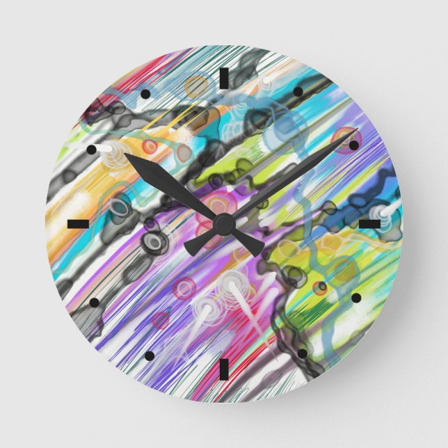 CATEGORY FIVES SWIRLING ABSTRACT ART DESIGN ROUND CLOCK (Front)