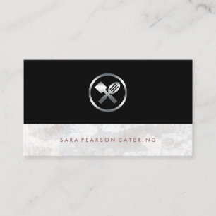 Caterer Bold Utensils Icon Food Services Business Card