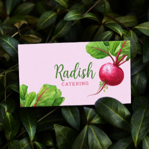 Caterer Chef modern pink and green watercolor Business Card