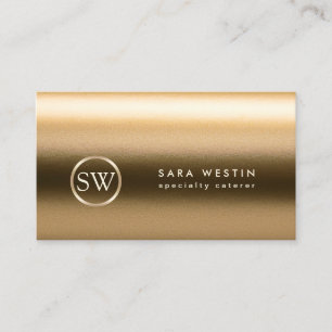 Caterer Food Beverage Services Gold Monogram Business Card