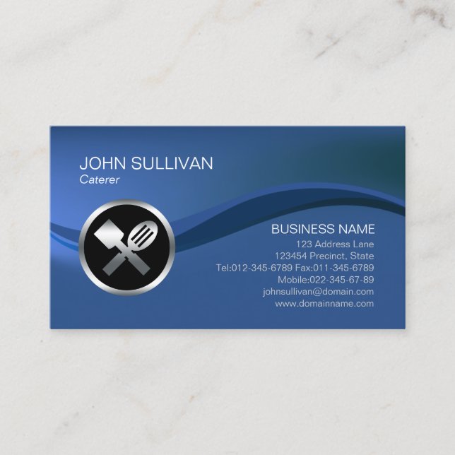Caterer Food Chrome Spatula Icon  Business Card (Front)