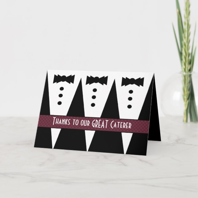 CATERER Thank You - Three Tuxedos - Customizable Card (Front)