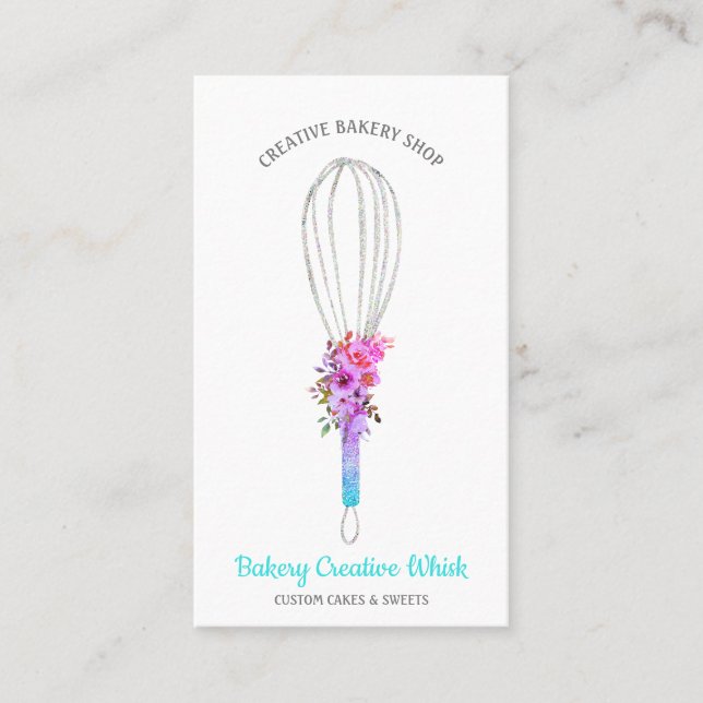 Caterer Whisk logo pastry boho Business Card (Front)