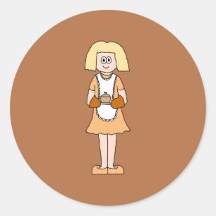 Caterer with Hot Soup. Classic Round Sticker