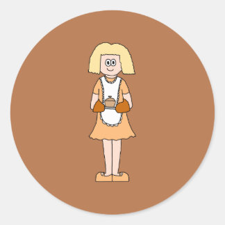 Caterer with Hot Soup. Classic Round Sticker