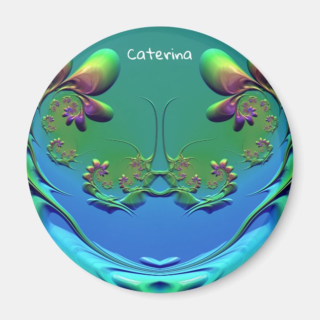 CATERINA ~ Personalized Miniature Rose Fractal ~  Magnet (Front)