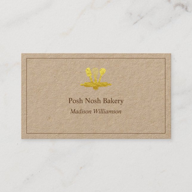 Catering Bakery Pastry Chef| Kraft Paper Business Card (Front)