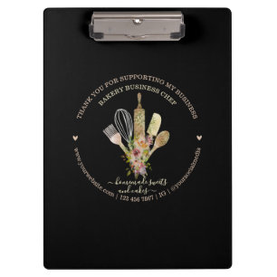 Catering Biz Bakery Rustic Black Boho Clipboard