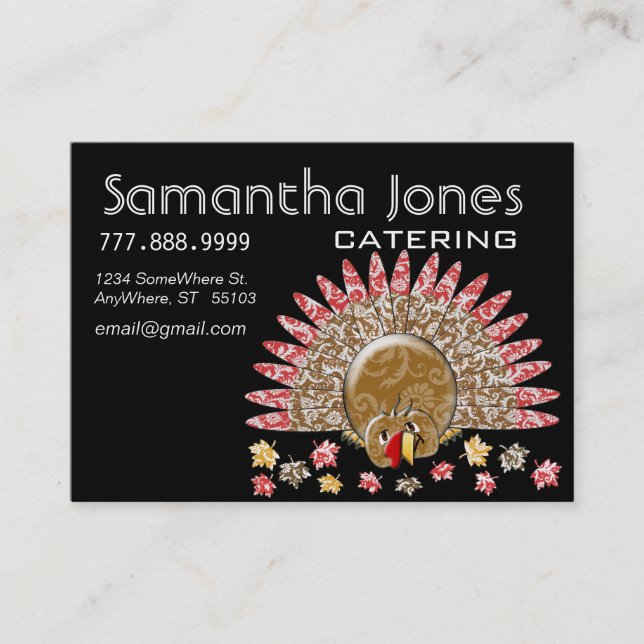 Catering Business Card with Cute Turkey (Front)