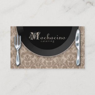 Catering Business Cards  Cutlery Plate Beige