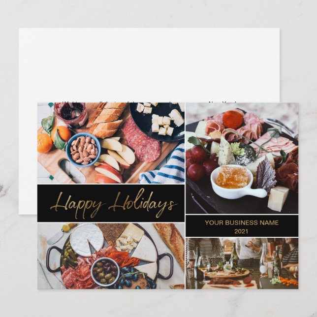 Catering business Photo Collage Happy Holidays Holiday Card (Front/Back)