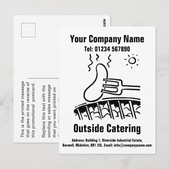 Catering Cartoon Design to Personalise Postcard (Front/Back)