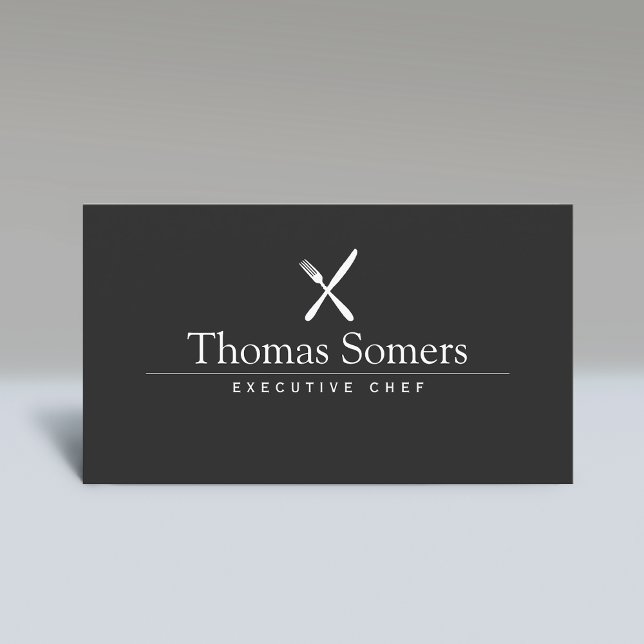 Catering Chef Black Knife Fork Business Card (Creator Uploaded)