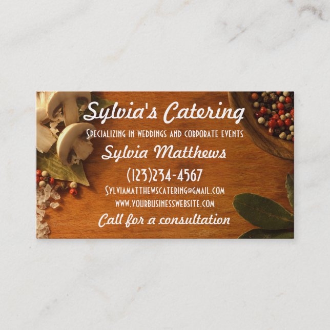 Catering Chef Event Bridal Business Card (Front)