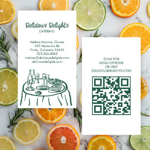 Catering Chef Event Planning Food Prep CUSTOM QR  Business Card
