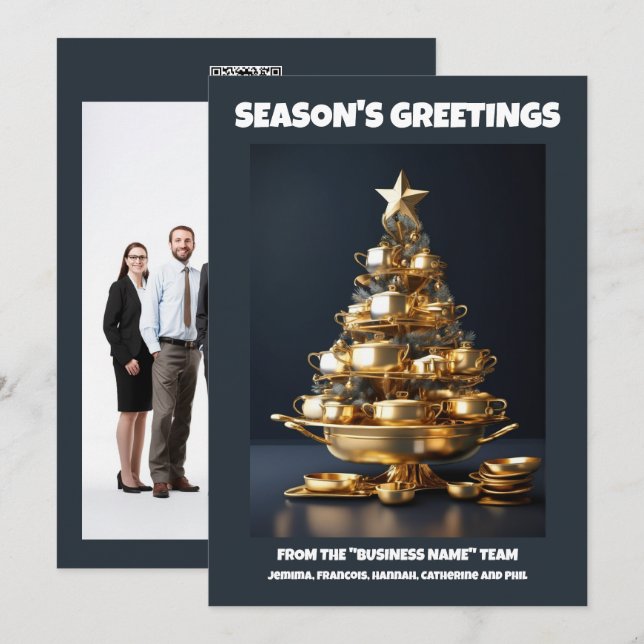 Catering Christmas tree chefs business catering  Holiday Card (Front/Back)