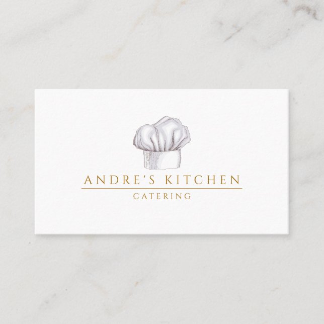 Catering Culinary Watercolor Chef's Hat  Business Card (Front)