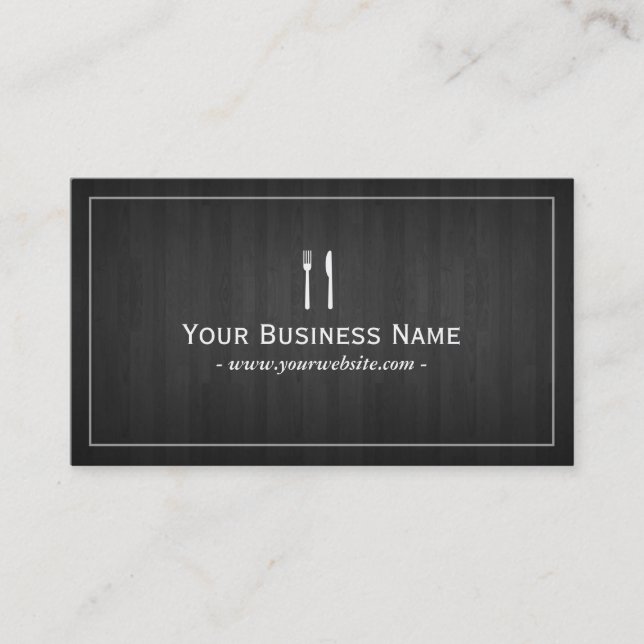 Catering Elegant Dark Wood Chef Business Card (Front)