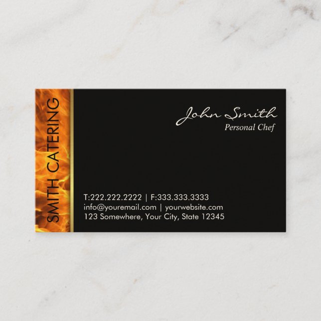 Catering Flaming Fire Hot Foods Professional Business Card (Front)