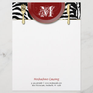 Catering Letterhead Stationery Cutlery Zebra Red Template