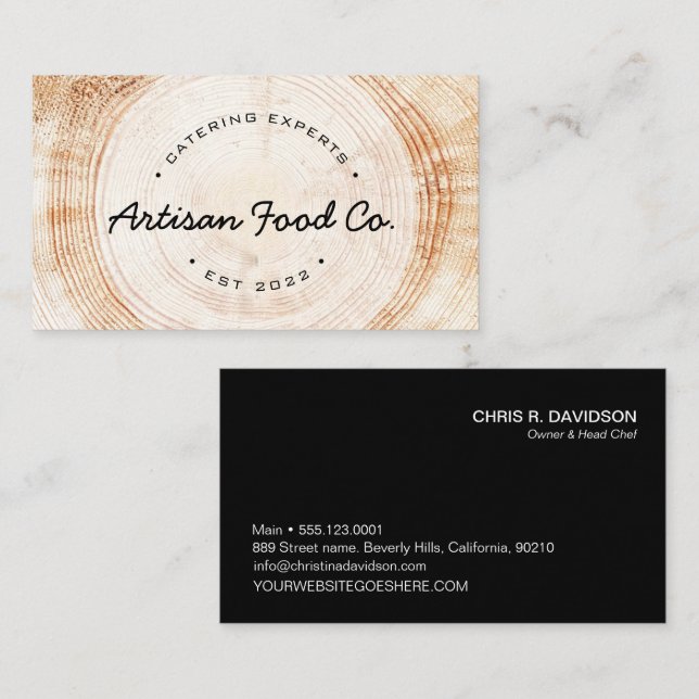 Catering Logo template wood grain business Card (Front/Back)