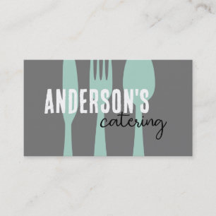 catering modern grey and teal custom business card