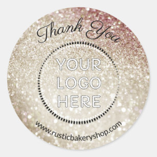 Catering Pastry Bakery Bling thank you logo Classic Round Sticker