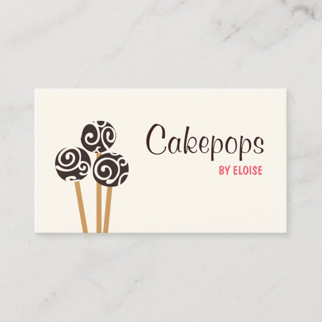 Catering Pastry Chef Baking Cakepops Dessert Cream Business Card (Front)