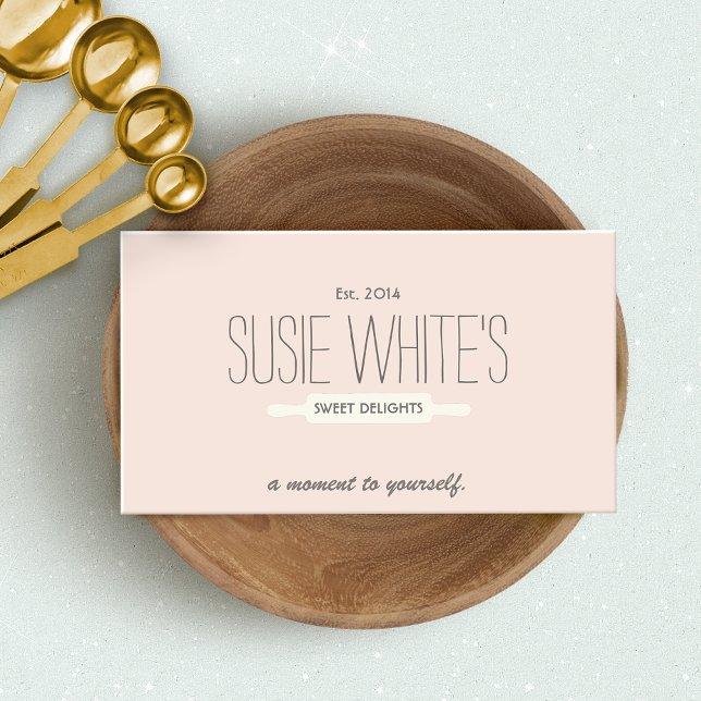 Catering Pastry Chef Rolling Pin Cute Retro Bakers Business Card (Creator Uploaded)