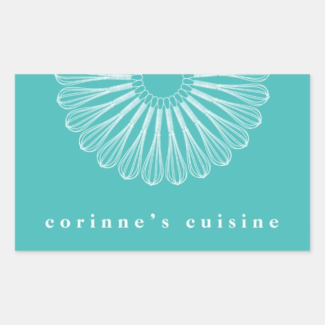 Catering Pastry Chef Whisk Logo Bakery Rectangular Sticker (Front)