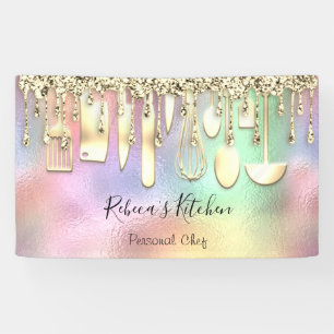 Catering Personal Chef Kitchen Gold Utensils Busin Banner