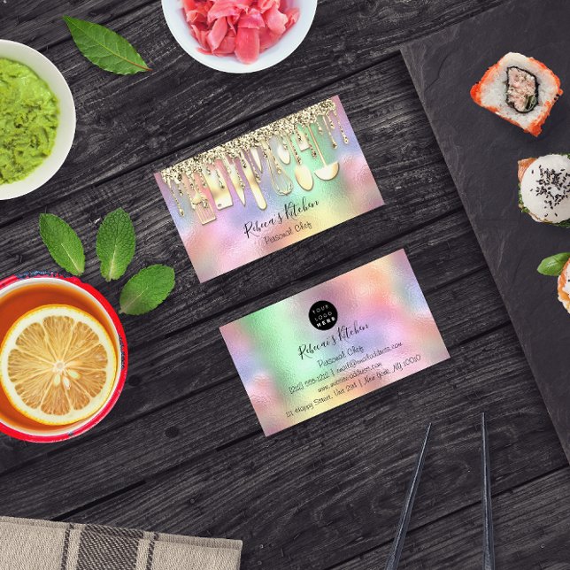 Catering Personal Chef Kitchen Gold Utensils Business Card (Catering Personal Chef Kitchen Gold Utensils Business Card)