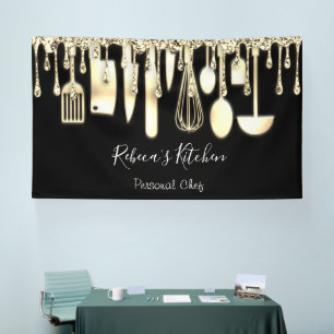 Catering Personal Chef Kitchen Golden Utensils Ban Banner
