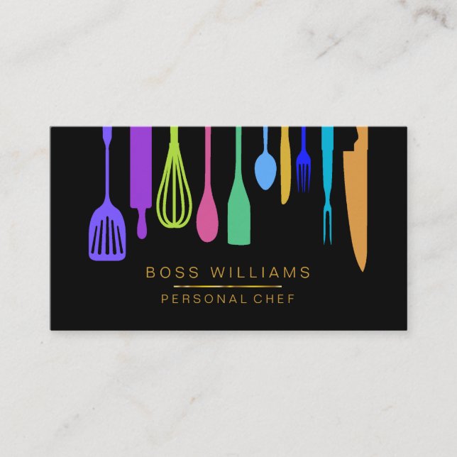 Catering Personal Chef Kitchen Utensils Business Card (Front)