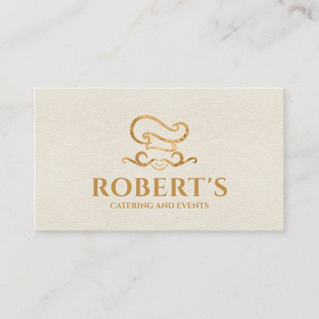 Catering - Personal Chef -Luxury Golden Ornament Business Card (Front)