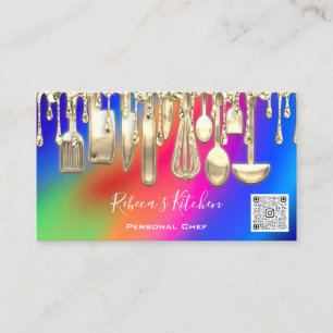 Catering Personal Chef Restaurant Drip QR Code Business Card