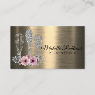 Catering Personal Chef Restaurant Drip Red Gold Business Card