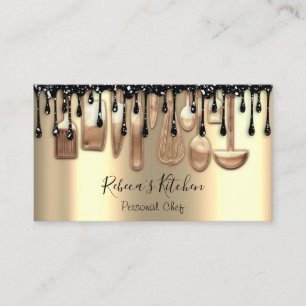 Catering Personal Chef Restaurant Drip Rose Gold Business Card