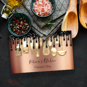 Catering Personal Chef Restaurant Drip Rose Gold Business Card
