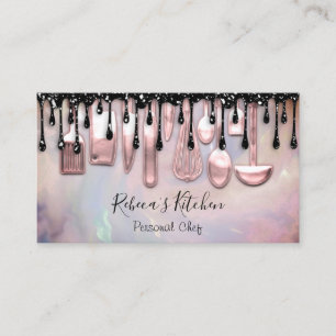 Catering Personal Chef Restaurant Pink Cooking Business Card