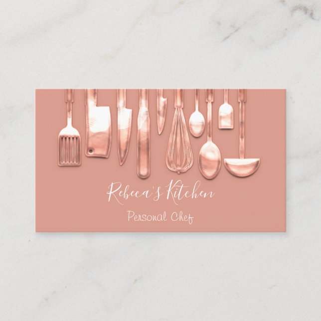 Catering Personal Chef Restaurant Rose Blush Business Card (Front)