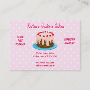 Catering Pink and White Polka Dot Business Card