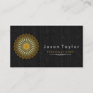 Catering Retro Black Wood Chef Gold Whisk Circle Business Card