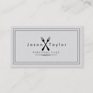 Catering Retro Grey Chef Black Fork Crossed Business Card